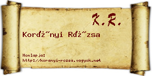 Korányi Rózsa névjegykártya